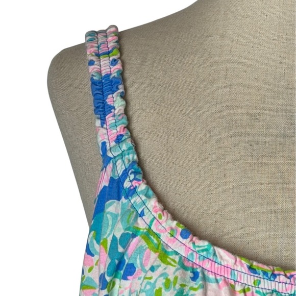 Lilly Pulitzer Dress Women XXL Blue Pink Floral Loro Swing Dream Team Mini Boho - Picture 6 of 12